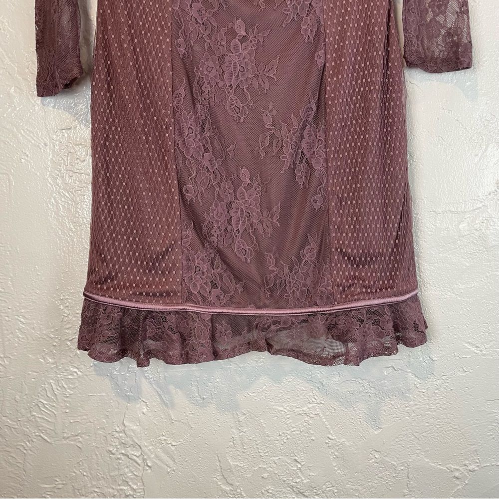 Ties to My Heart Dusty Purple Lace Off-The-Shoulder Mini Dress - Picture 5 of 11